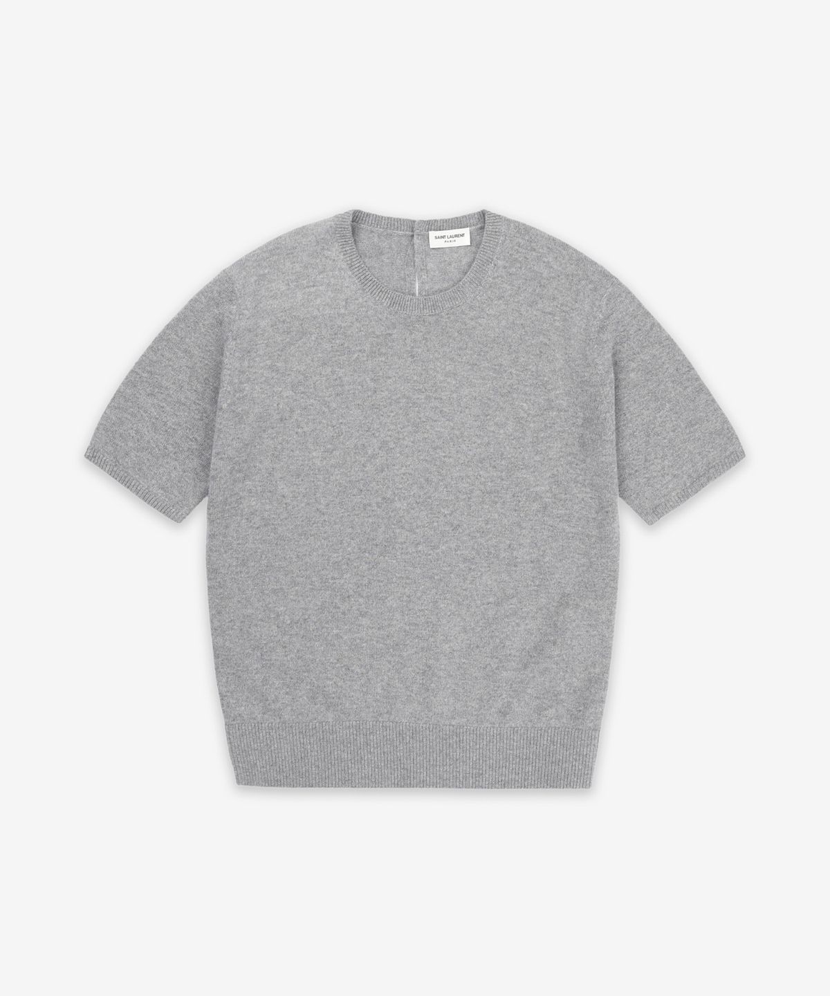 생로랑(SAINT LAURENT) 울 크루넥 반소매 니트 - 그레이 / 800574Y76IY1473