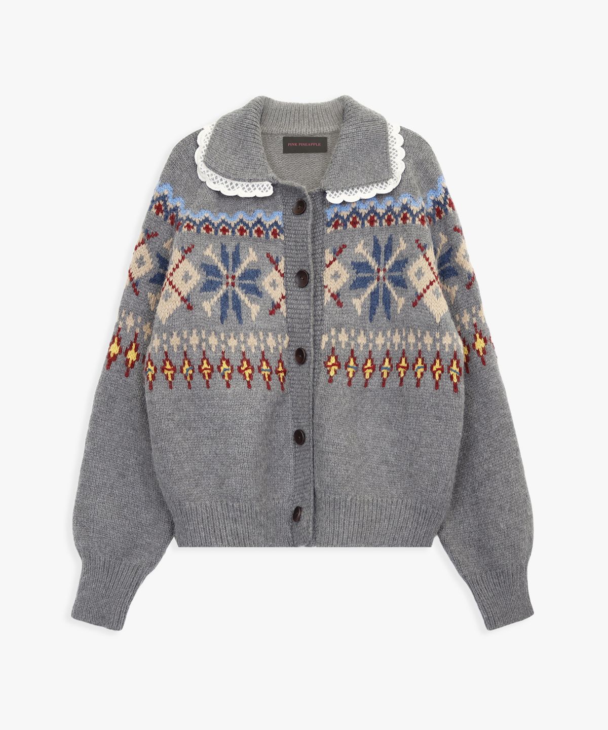핑크파인애플(PINK PINEAPPLE) SNOWFLAKE CARDIGAN_GREY