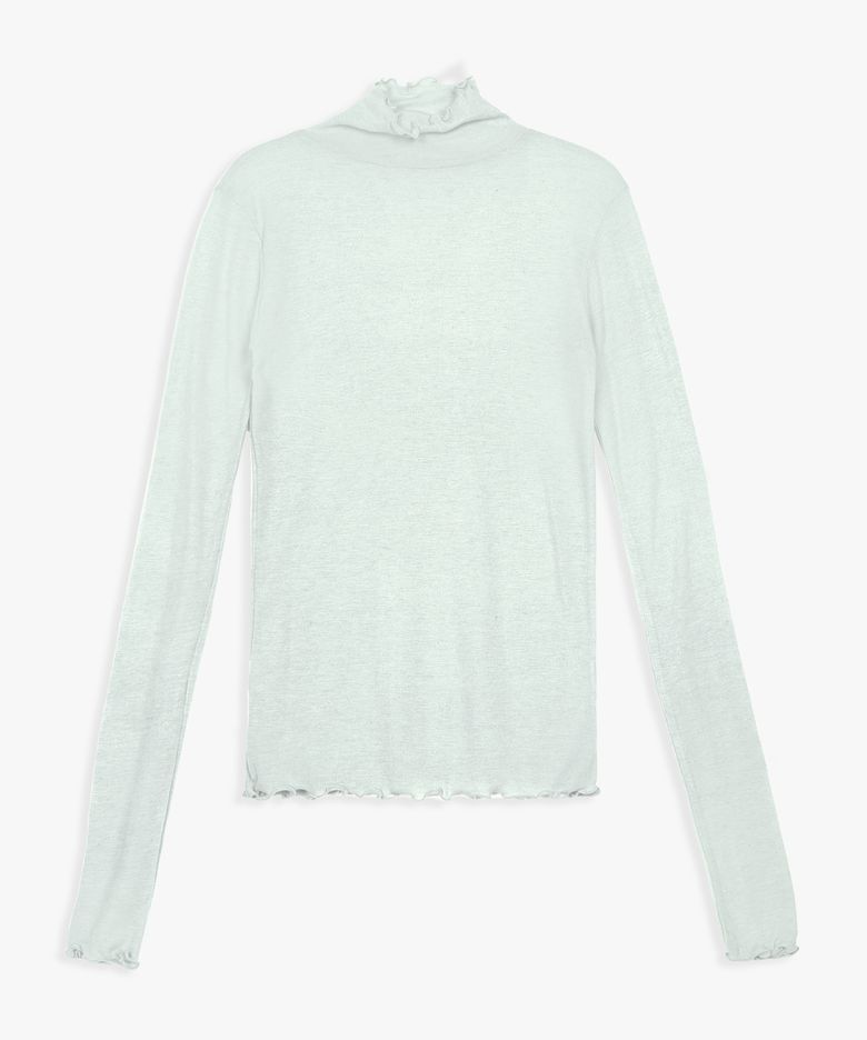 SHEER TURTLENECK TOP_MINT