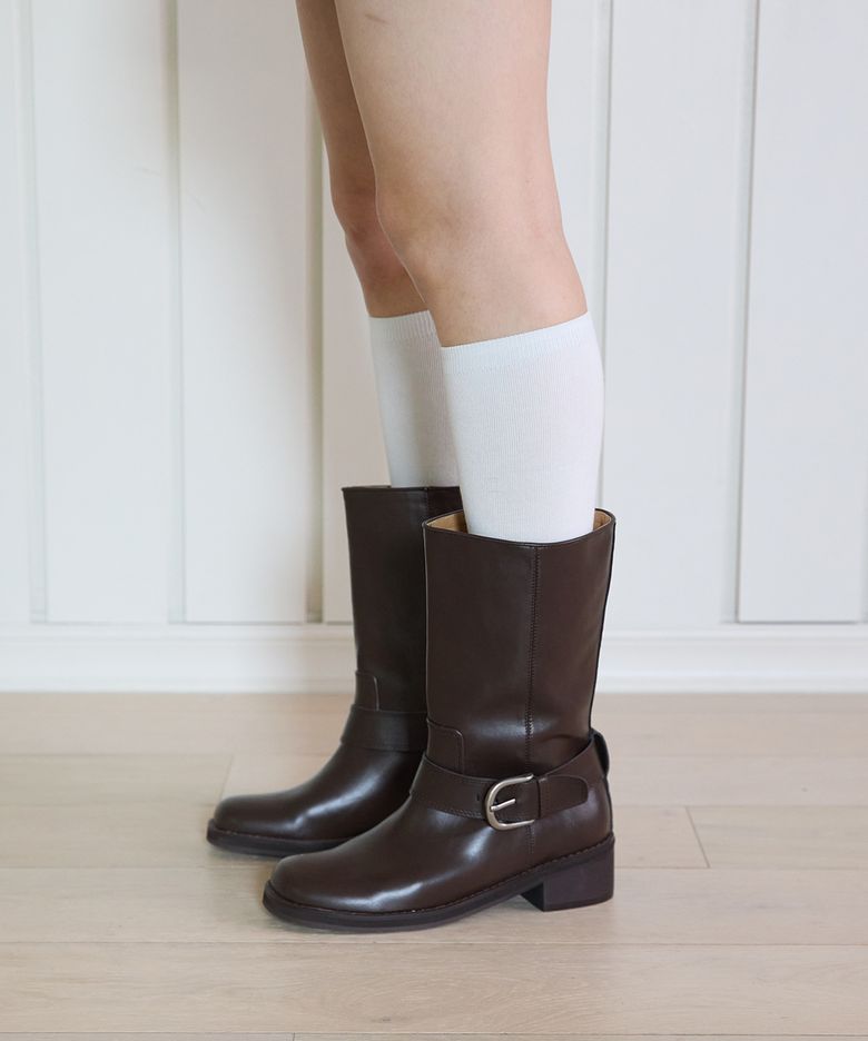 BUCKLE CHUNKY BOOTS_BROWN