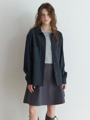 Linen shirt jacket (navy)