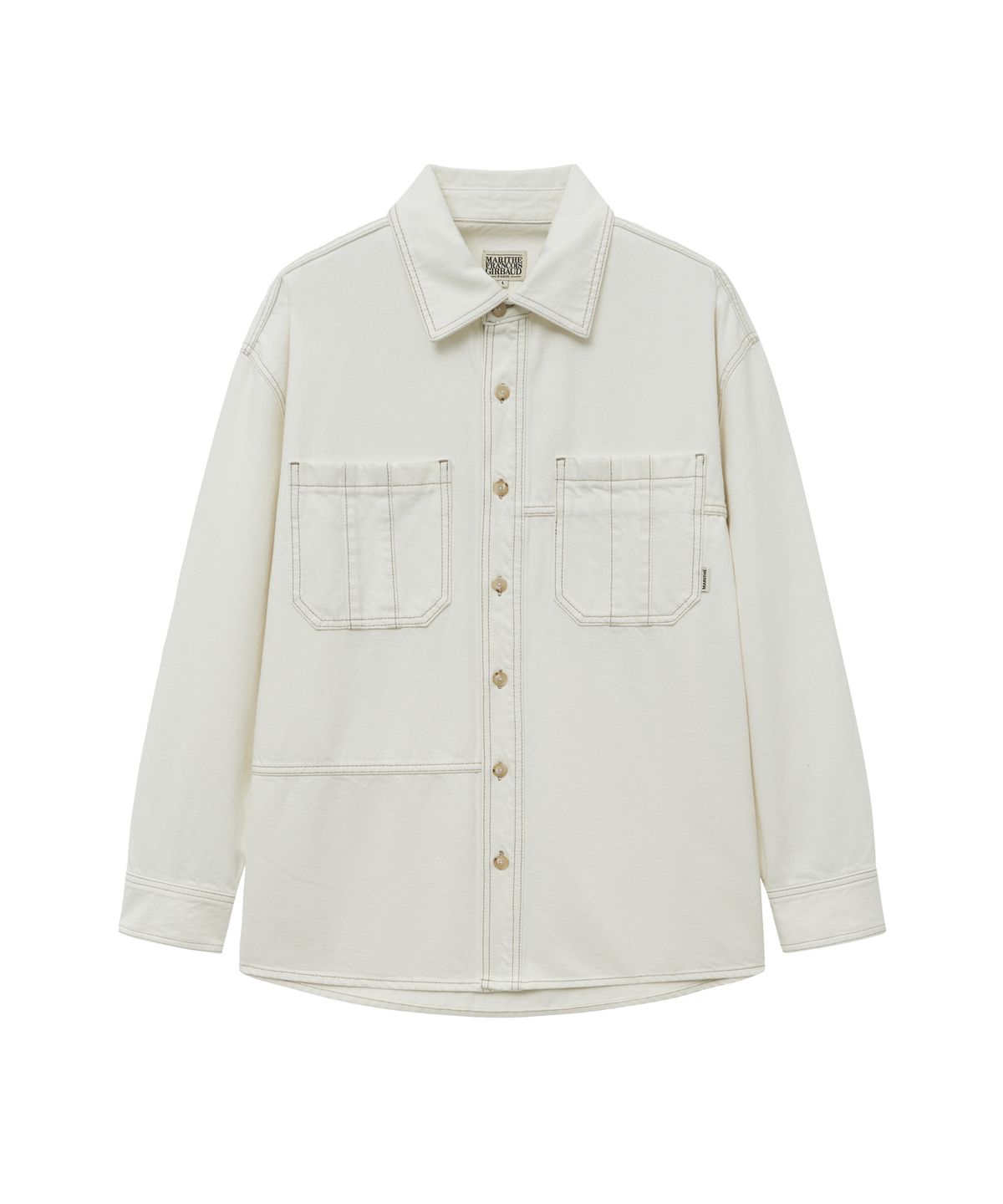 마리떼 프랑소와 저버(MARITHÉ + FRANҪOIS GIRBAUD) OVERSIZED PATCH WORK DENIM SHIRT JACKET ecru