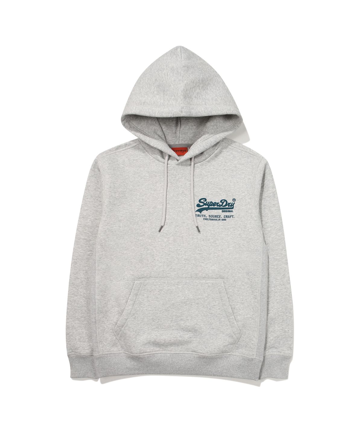 슈퍼드라이(SUPERDRY) 빈티지 스몰 로고 후드 티셔츠 멜란지 그레이