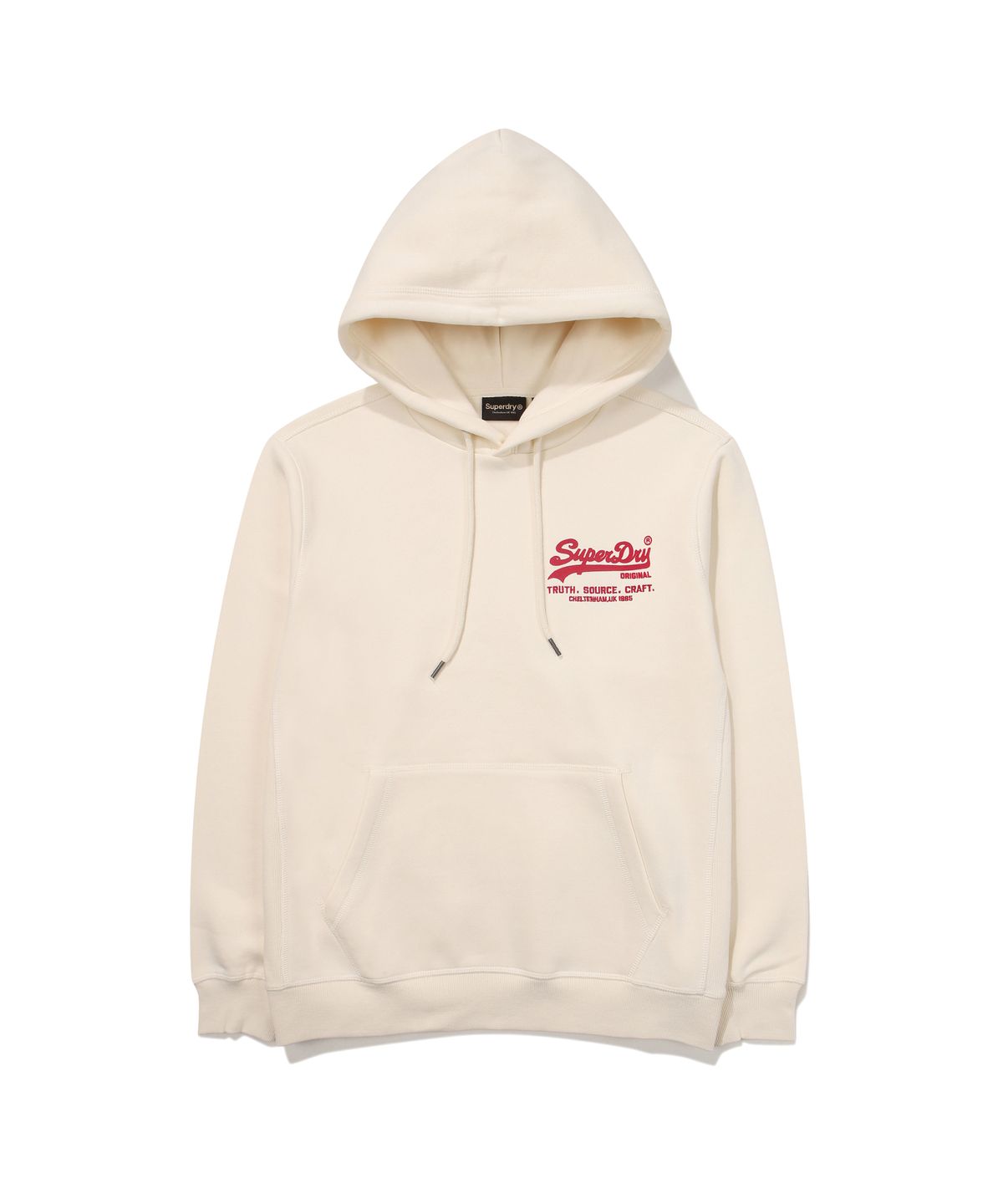 슈퍼드라이(SUPERDRY) 빈티지 스몰 로고 후드 티셔츠 아이보리