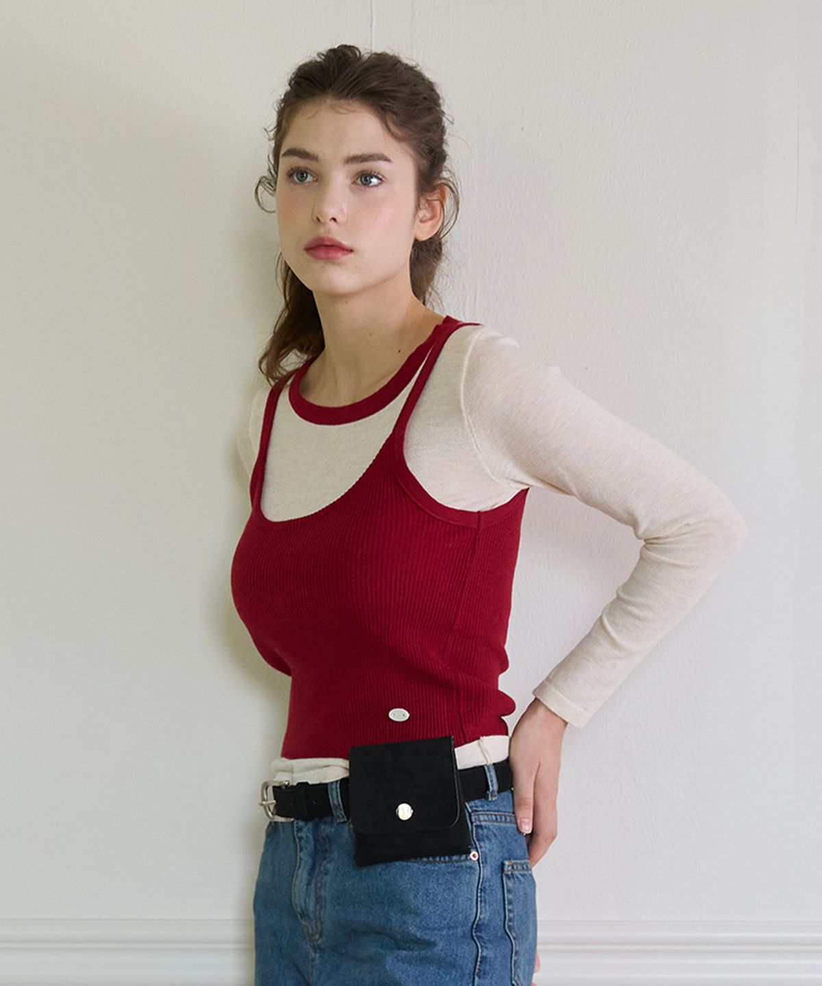 핑크파인애플(PINK PINEAPPLE) SUEDE BELT BAG_BLACK