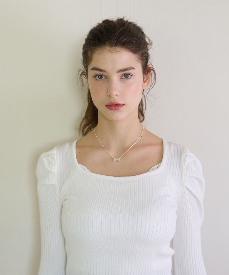CUTE BOW NECKLACE_SILVER