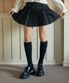 [2EA 1SET] BASIC KNEE HIGH SOCKS_BLACK