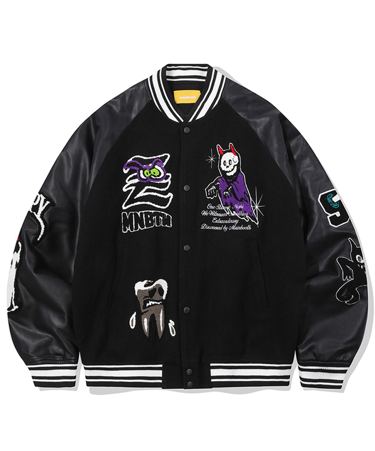 메인부스(MAINBOOTH) Creepy Devil Varsity Jacket(BLACK)
