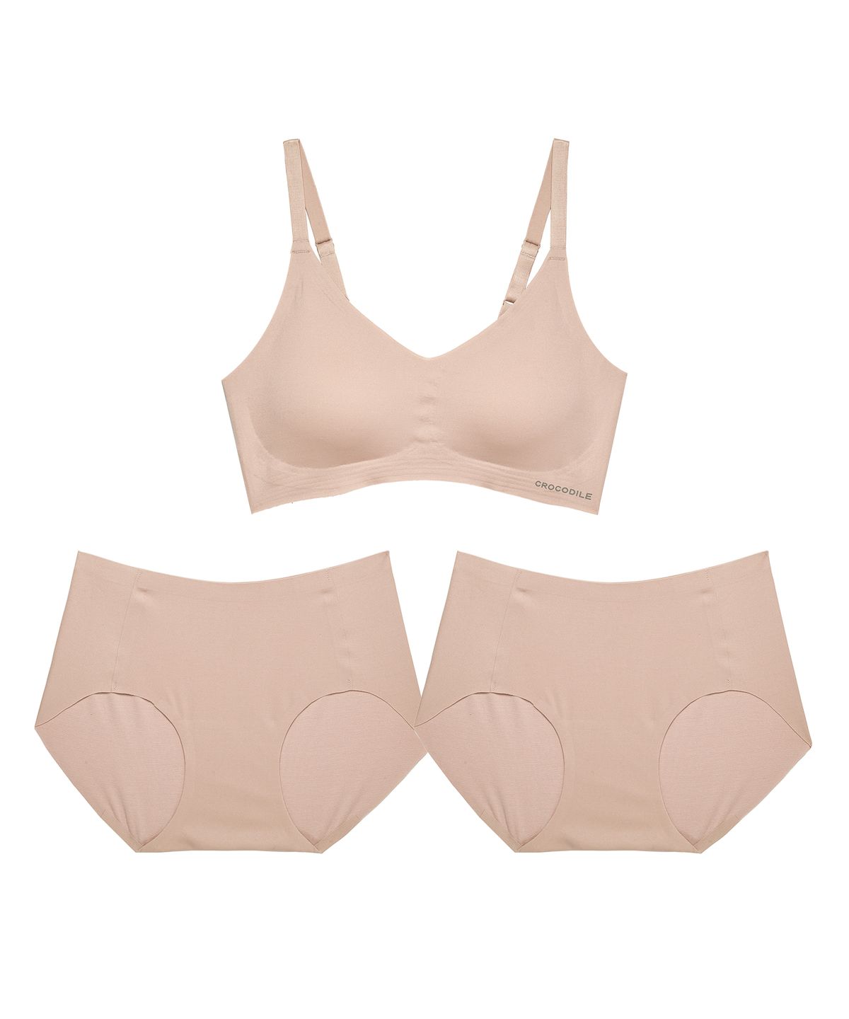 크로커다일 이너웨어(CROCODILE INNERWEAR) [브라1+팬티2] 모달 후크형 브라팬티 세트