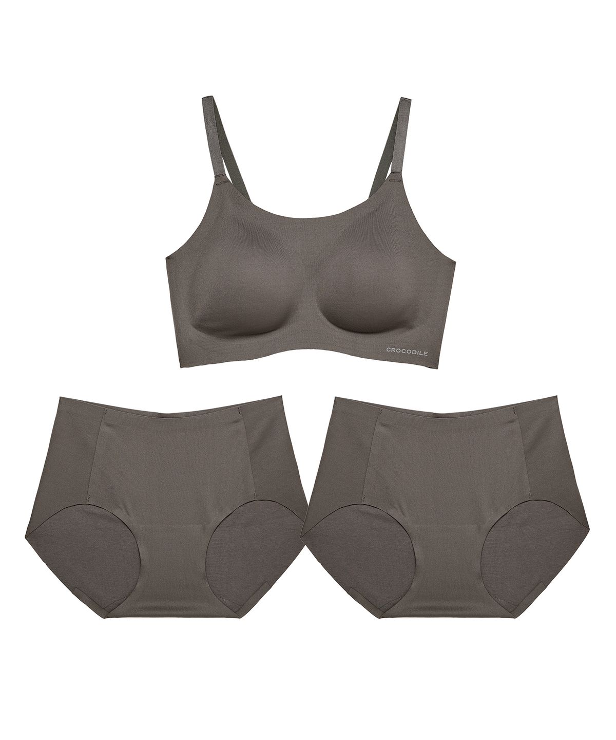 크로커다일 이너웨어(CROCODILE INNERWEAR) [브라1+팬티2] 모달 일체형 스트랩 브라팬티 세트