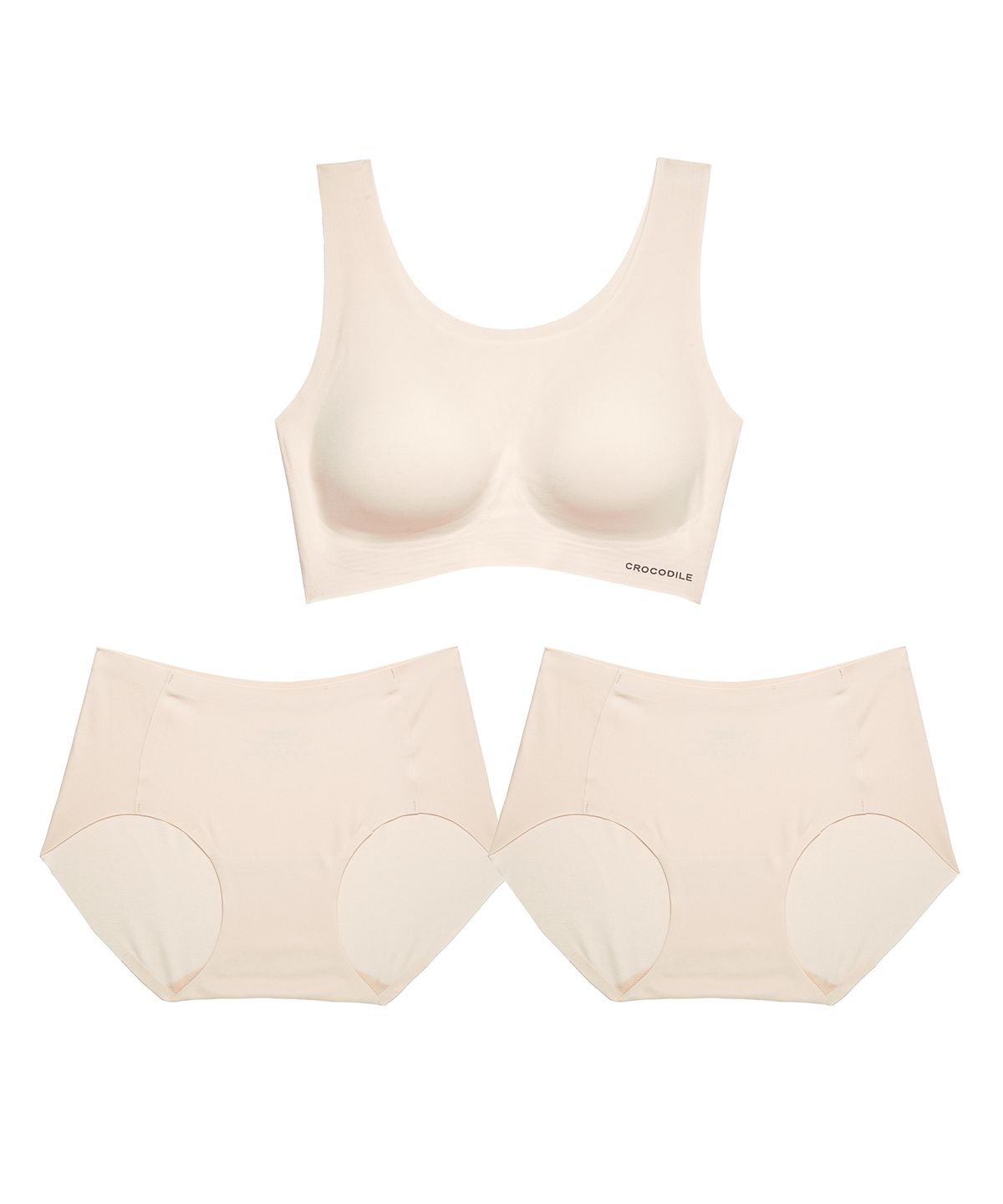 크로커다일 이너웨어(CROCODILE INNERWEAR) [브라1+팬티2] 모달 일체형 U넥 브라팬티 세트