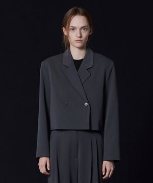 Signature Mood Crop Blazer (Blue Grey)
