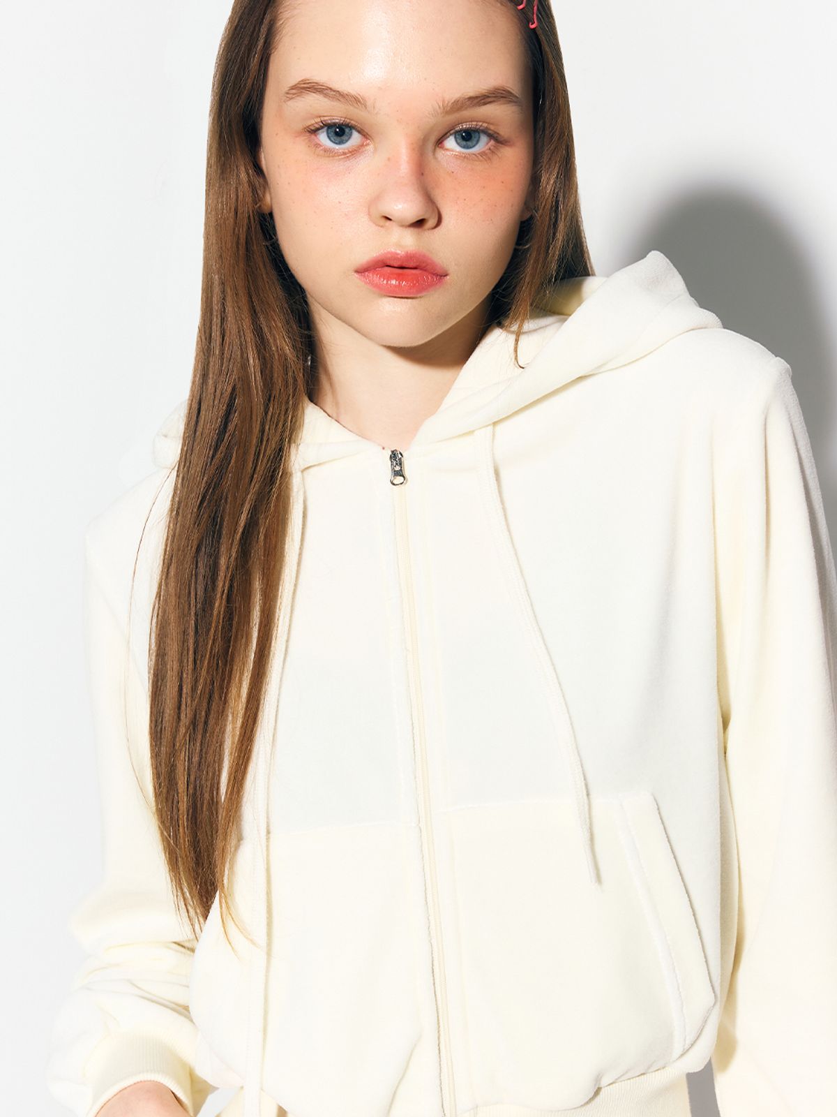 에즈이프 캘리(ASIF CALIE) GURLS BASIC TERRY HOOD ZIPUP IVORY
