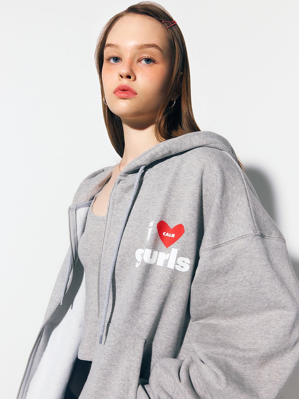 에즈이프 캘리(ASIF CALIE) GURLS OVERSIZED HOOD ZIPUP GRAY