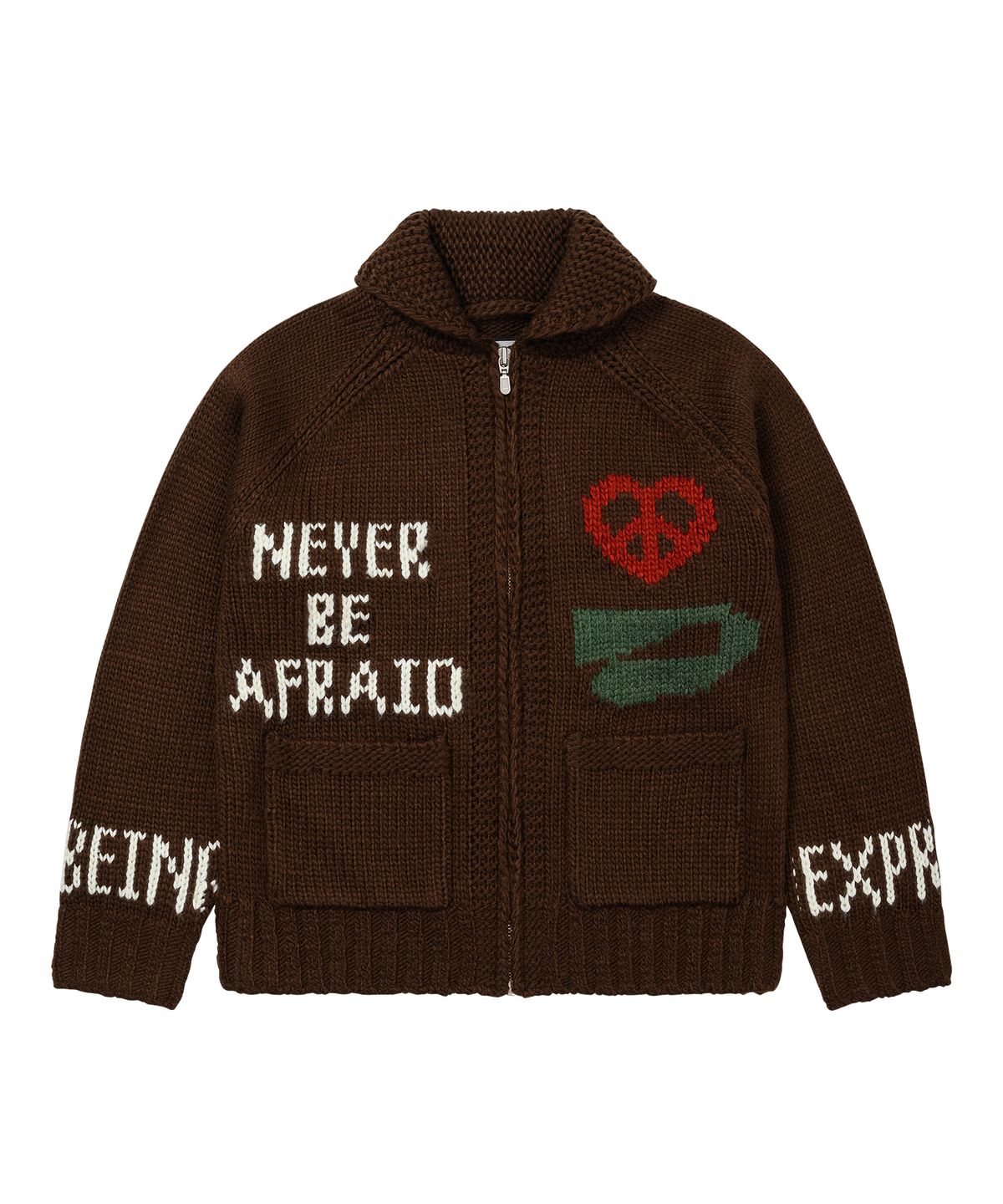 웰빙익스프레스(WELLBEING EXPRESS) Peace Cowichan Cardigan Brown