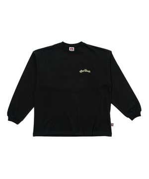 화이트라벨 가드닝 자수 롱슬리브 티셔츠 블랙 (오버핏)