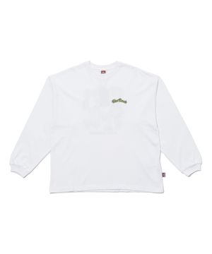 화이트라벨 가드닝 자수 롱슬리브 티셔츠 화이트 (오버핏)