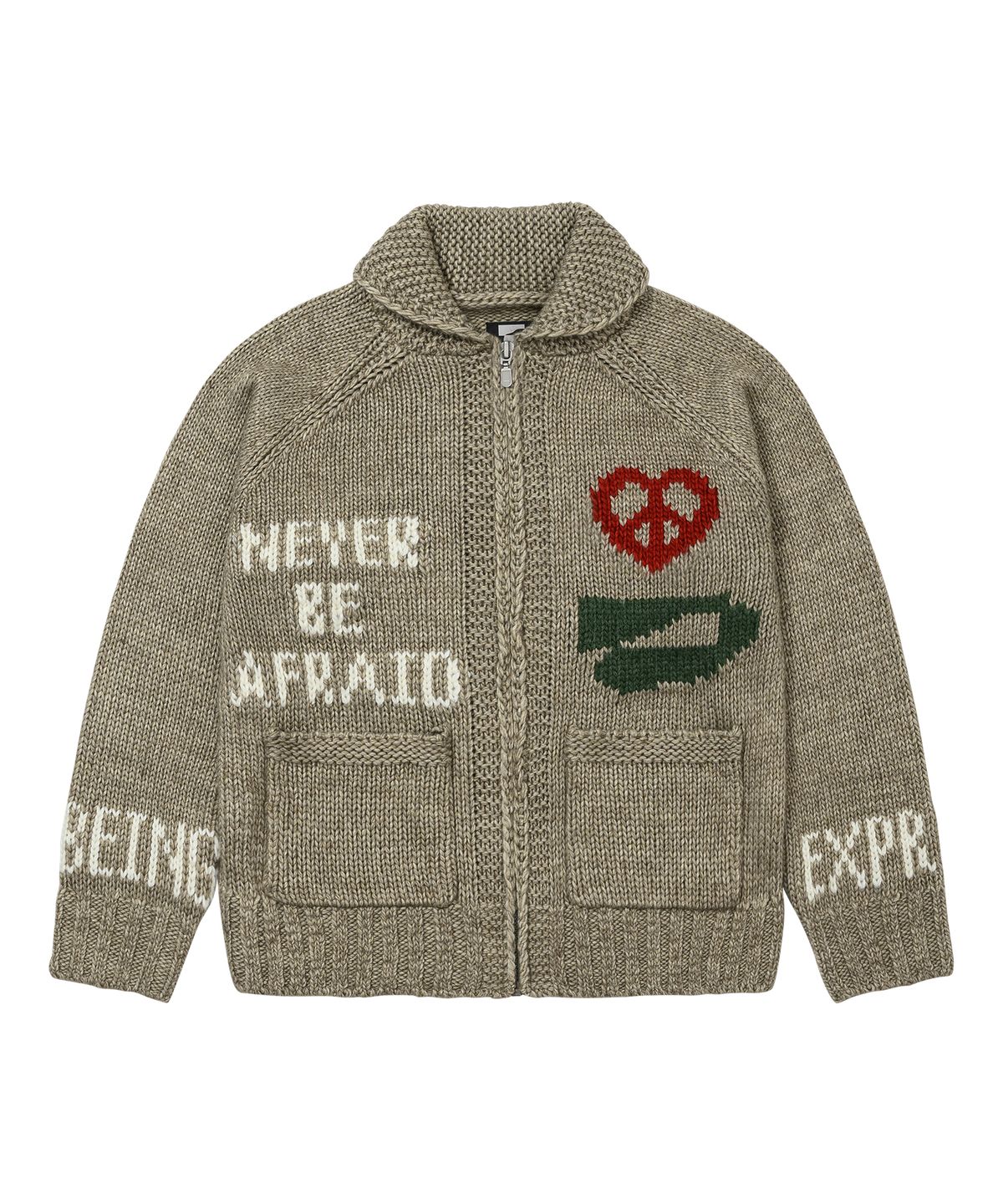 웰빙익스프레스(WELLBEING EXPRESS) Peace Cowichan Cardigan Light Khaki