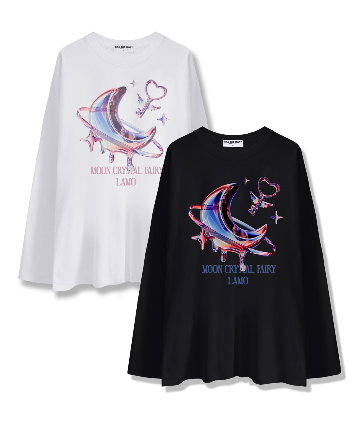 라이크더모스트(LIKE THE MOST) 문크리스탈 오버핏 롱 슬리브티셔츠 2colors