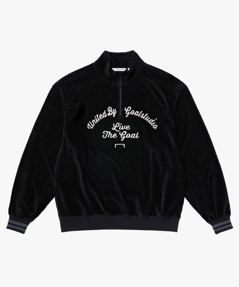 CORDUROY QUARTER ZIP-UP-BLACK