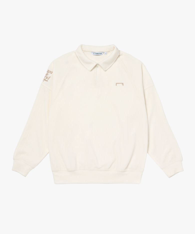STADIUM STITCH FLEECE POLO SHIRT-OFF WHITE