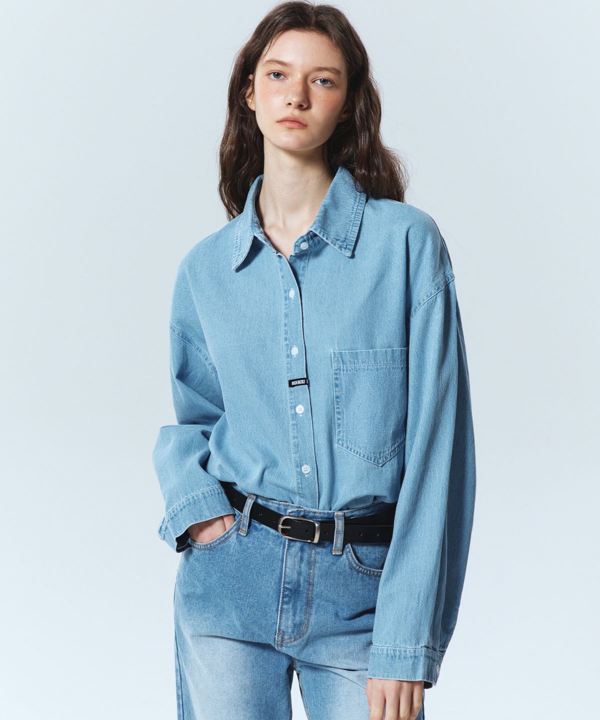 닉앤니콜(NICK&NICOLE) MINIMAL CLASSIC DENIM SHIRTS_LIGHT BLUE