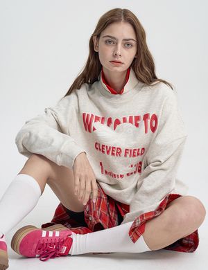 웰컴 레빗 루즈핏 스웻셔츠_그레이