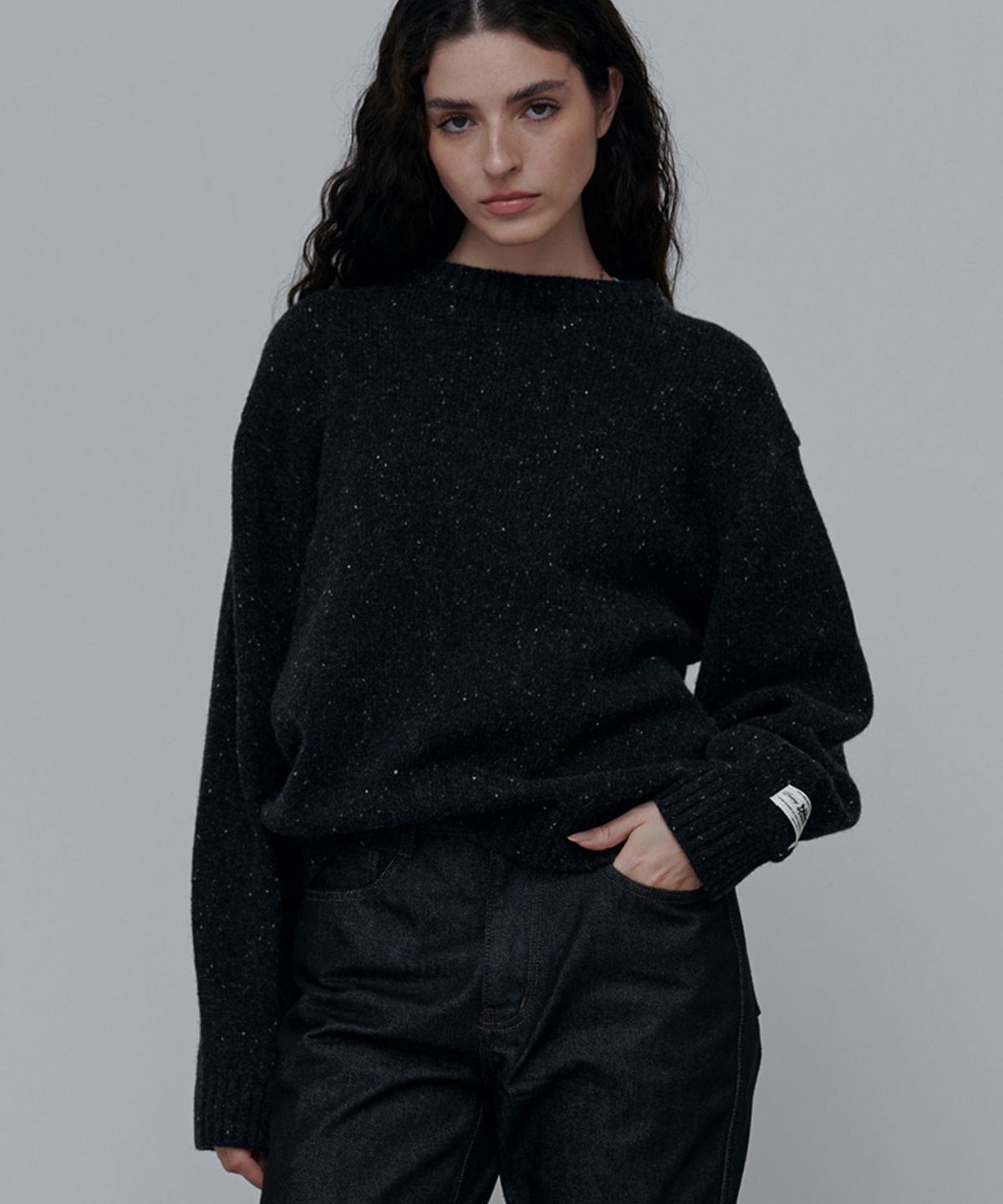 애니타임로릭(ANYTIME LOREAK) CANDY ROUND KNIT-BLACK(W)