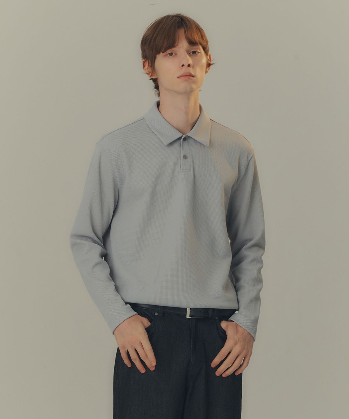 마인드브릿지(MINDBRIDGE) [웜]와플 조직 기모 카라 티셔츠 - 3color