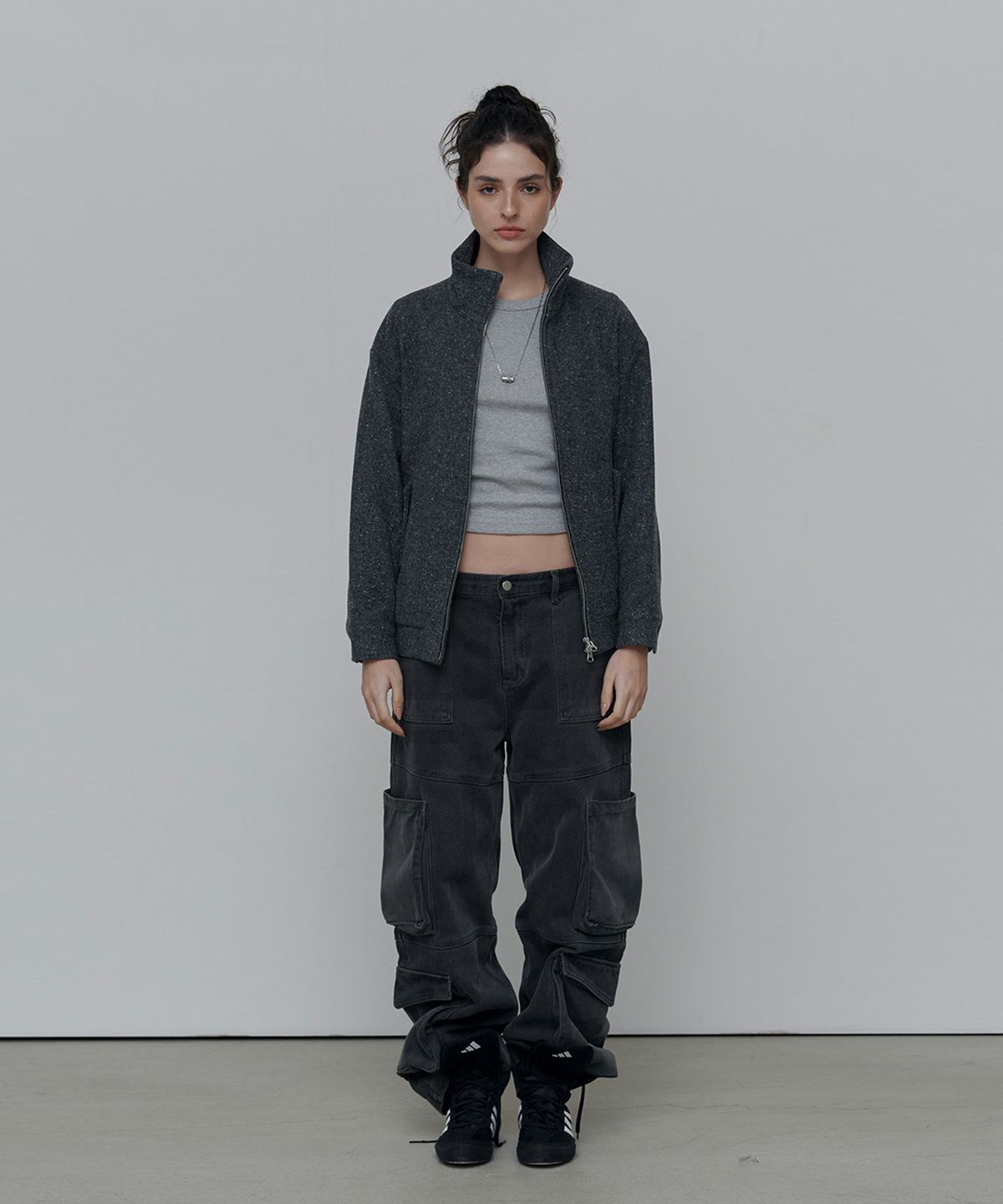 애니타임로릭(ANYTIME LOREAK) CANDY HARRINGTON JACKET-CHARCOAL(W)