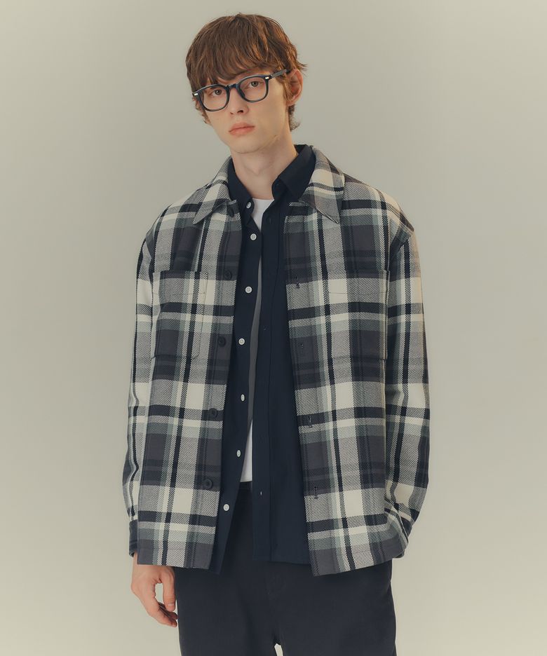 두굿_체크 패딩 셔켓