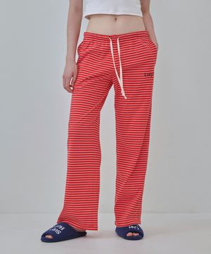 코지 레이지 스트라이프 와이드 스웻팬츠 (레드)