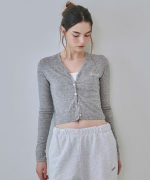 코지 레이지 울 앙고라 브이넥 가디건 (그레이)