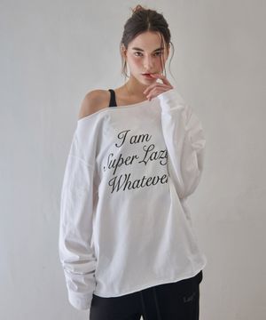 슈퍼 레이지 오프숄더 롱 슬리브 티셔츠 (화이트)