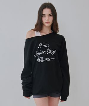 슈퍼 레이지 오프숄더 롱 슬리브 티셔츠 (블랙)