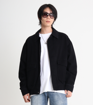 오버사이즈 워싱 코튼 블루종 (블랙)