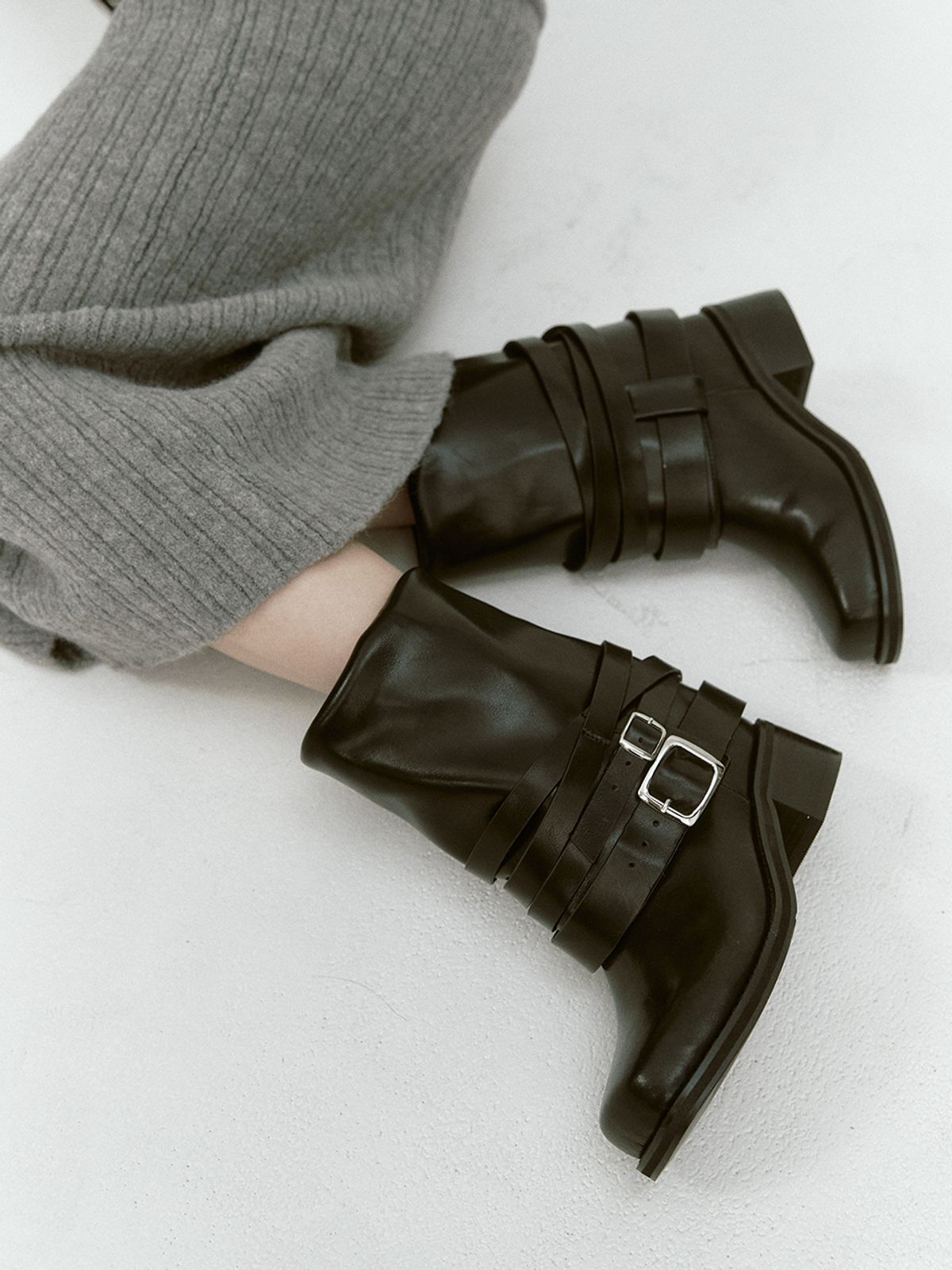 아수라(ASURA) MULTI LEATHER BOOTS (BLACK)