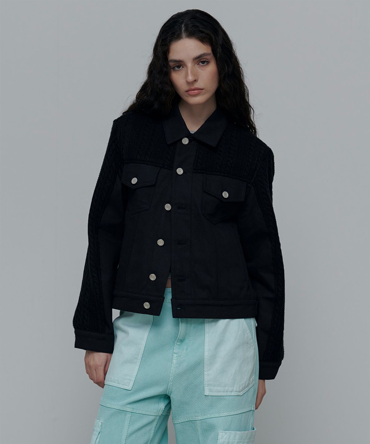 애니타임로릭(ANYTIME LOREAK) Zinnia Mix Jacket-Black (W)