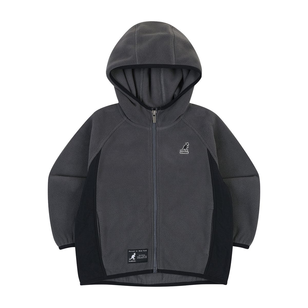 캉골키즈(KANGOL KIDS) 우븐 믹스 플리스 후디드 점퍼 QD 0003 차콜