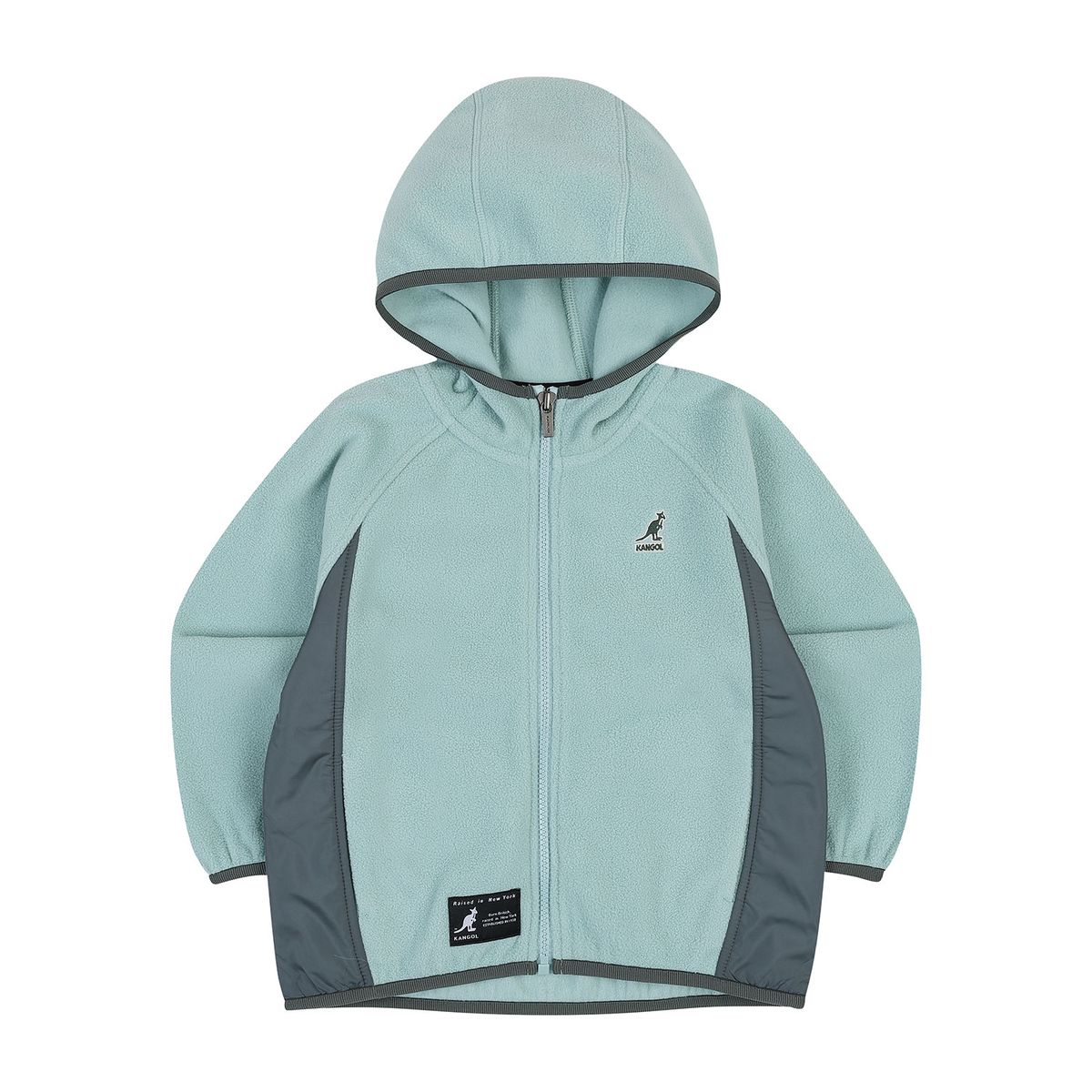 캉골키즈(KANGOL KIDS) 우븐 믹스 플리스 후디드 점퍼 QD 0003 민트