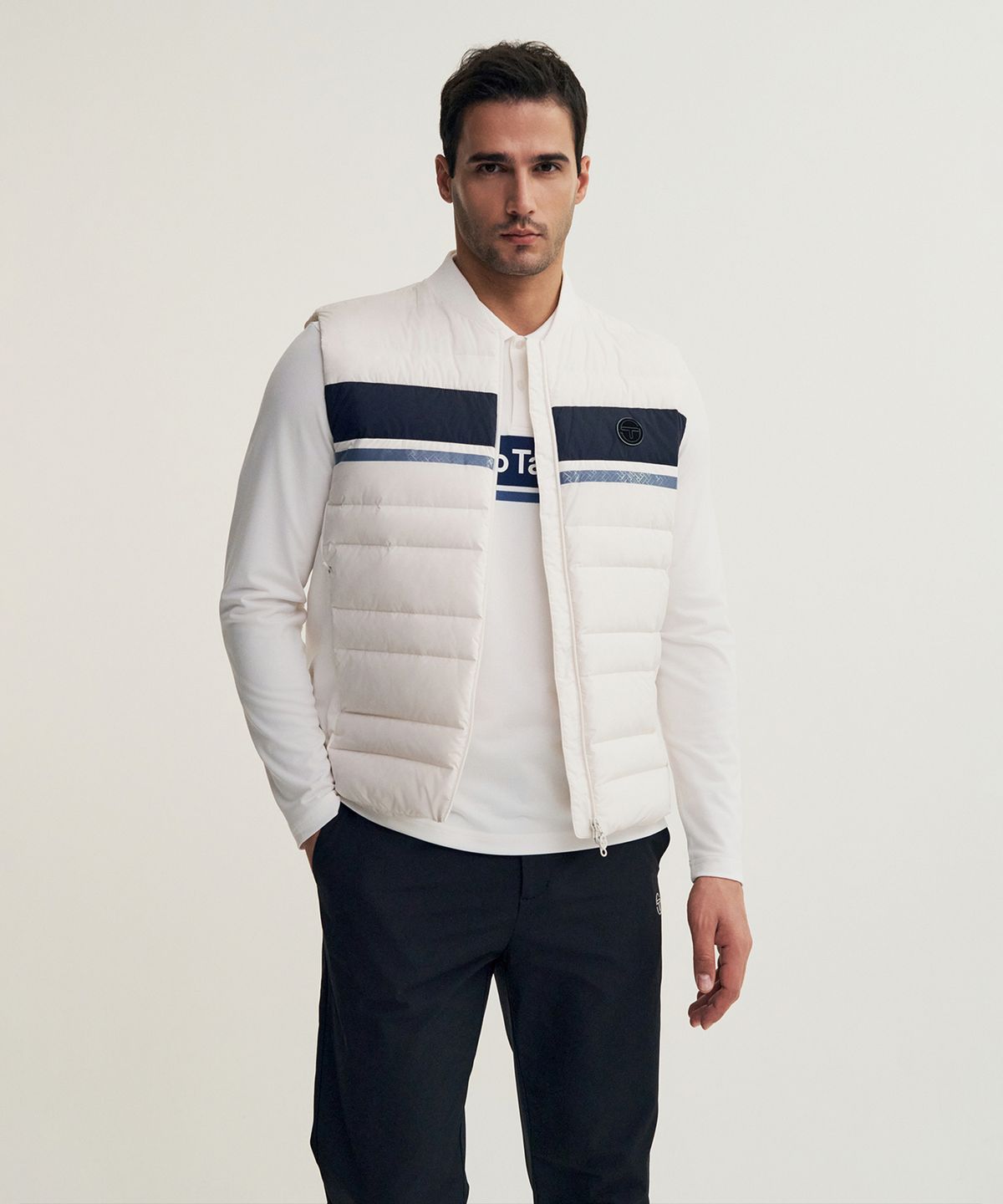 세르지오 타키니(SERGIO TACCHINI) M 쿠쉬웜 경량 다운베스트 (White)