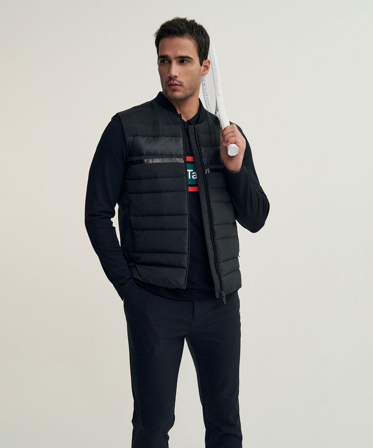 세르지오 타키니(SERGIO TACCHINI) M 쿠쉬웜 경량 다운베스트 (Black)