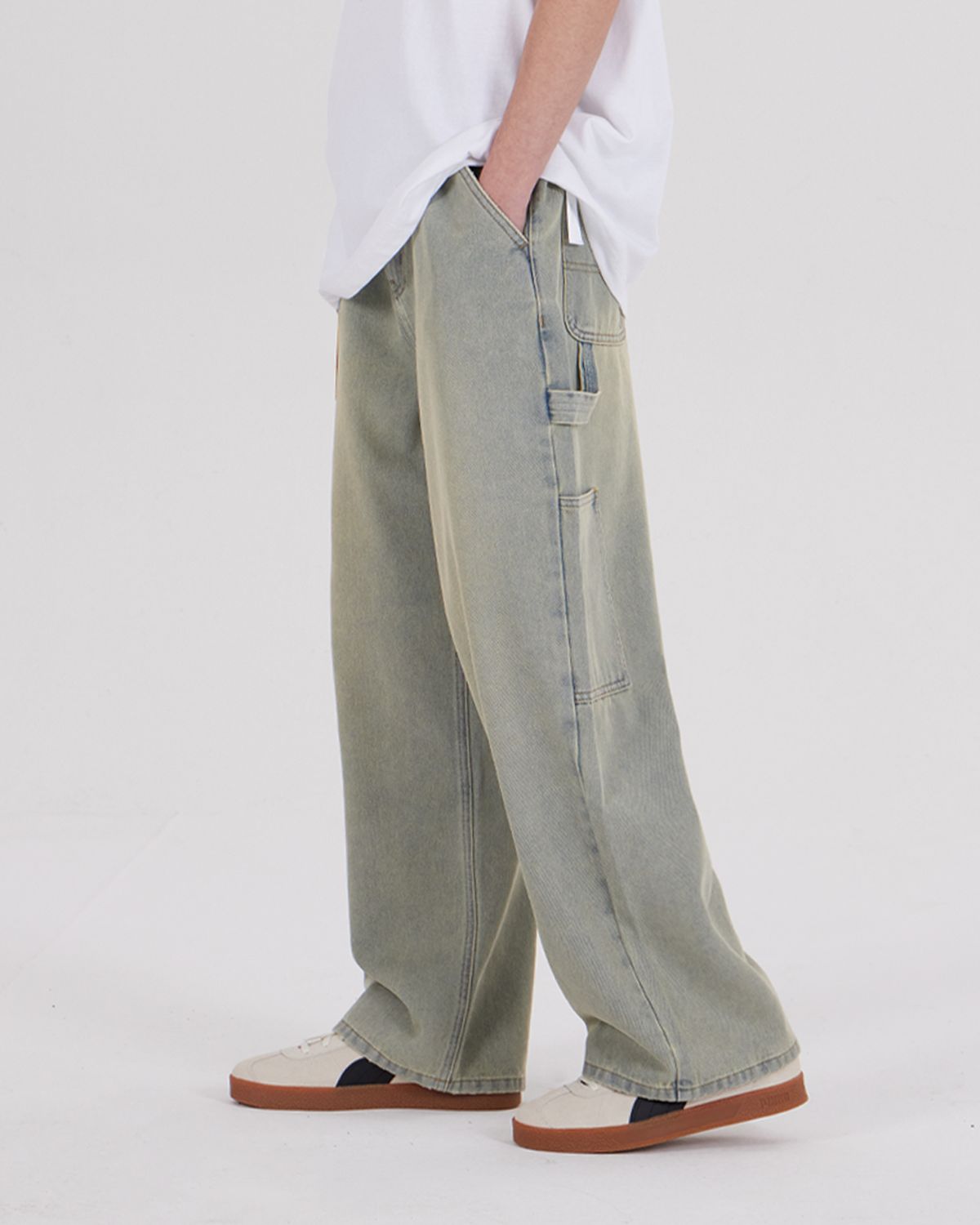 디스펑트(DYSFUNCT) KEY RING WASHING DENIM PANTS(SAND BLUE)