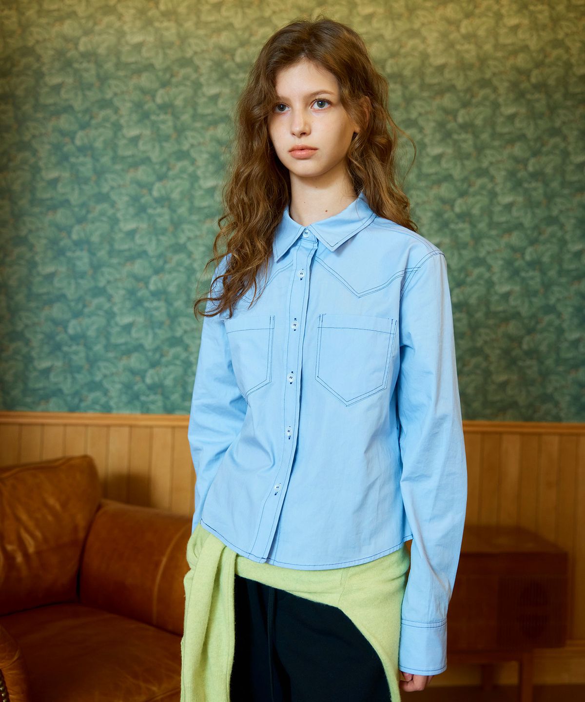 헤레틱(HERETIC) WESTERN SOLID SHIRT / blue