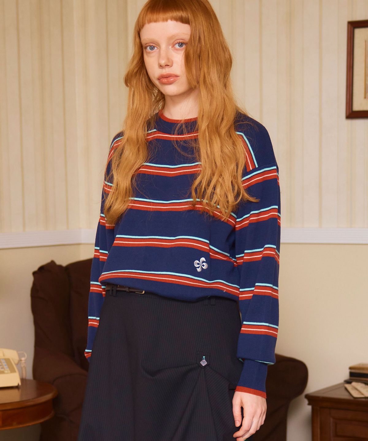 헤레틱(HERETIC) VINTAGE STRIPE KNIT / navy