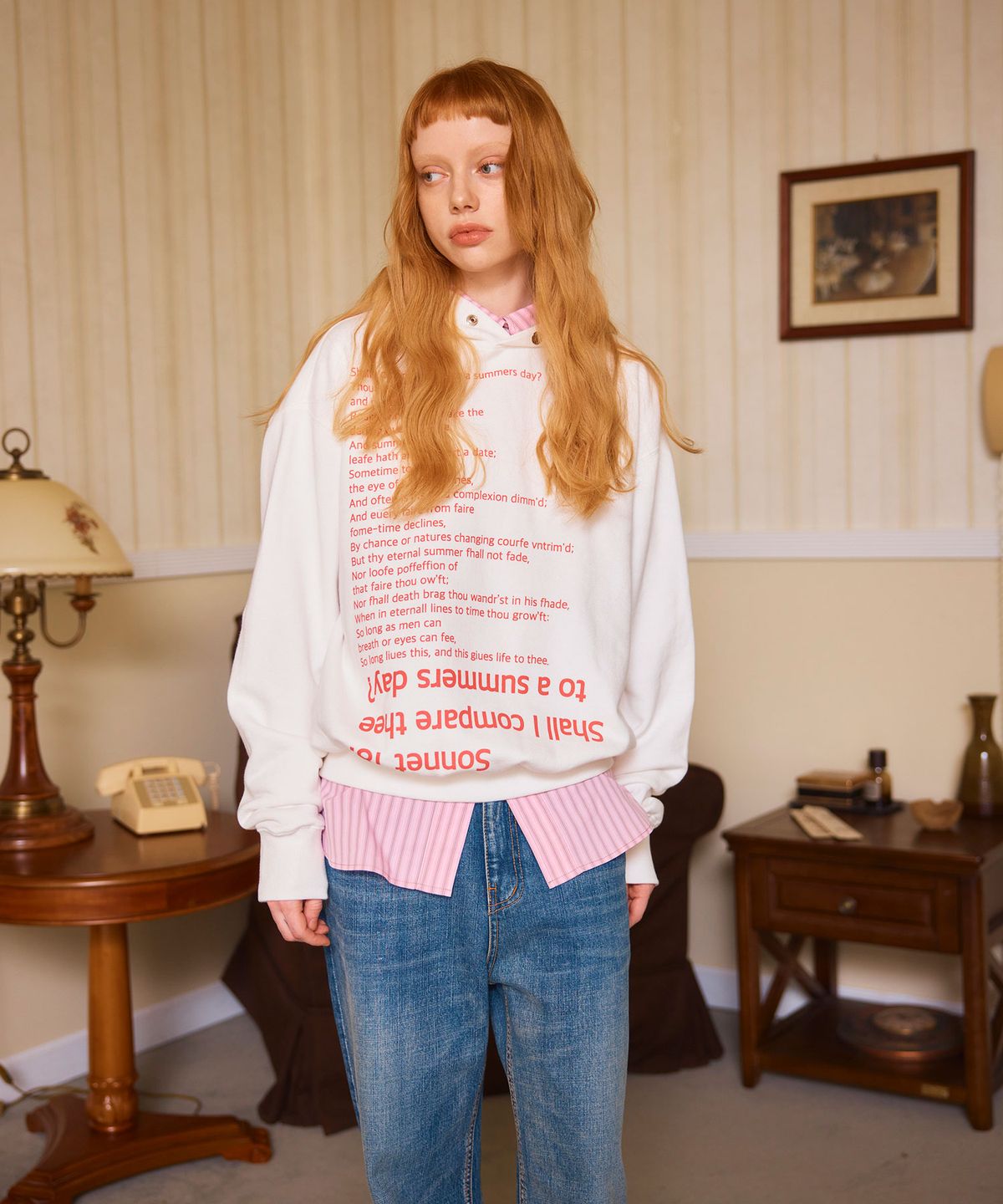 헤레틱(HERETIC) SONNET 18 HOODIE / white pink