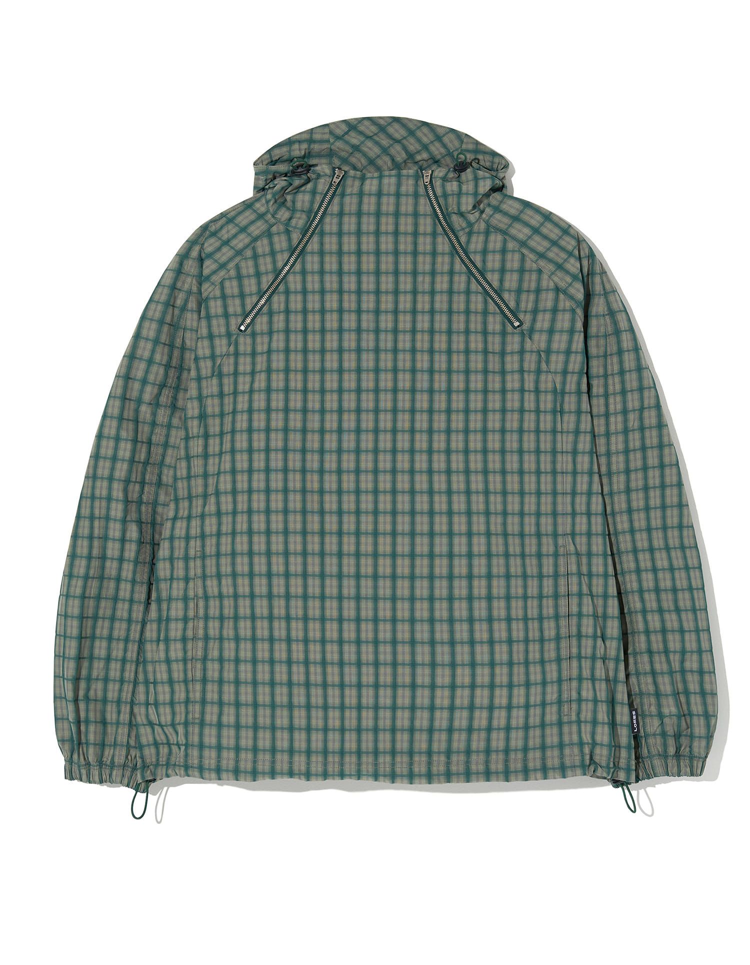 MUSINSA | LORES Plaid Zip Anorak - Green
