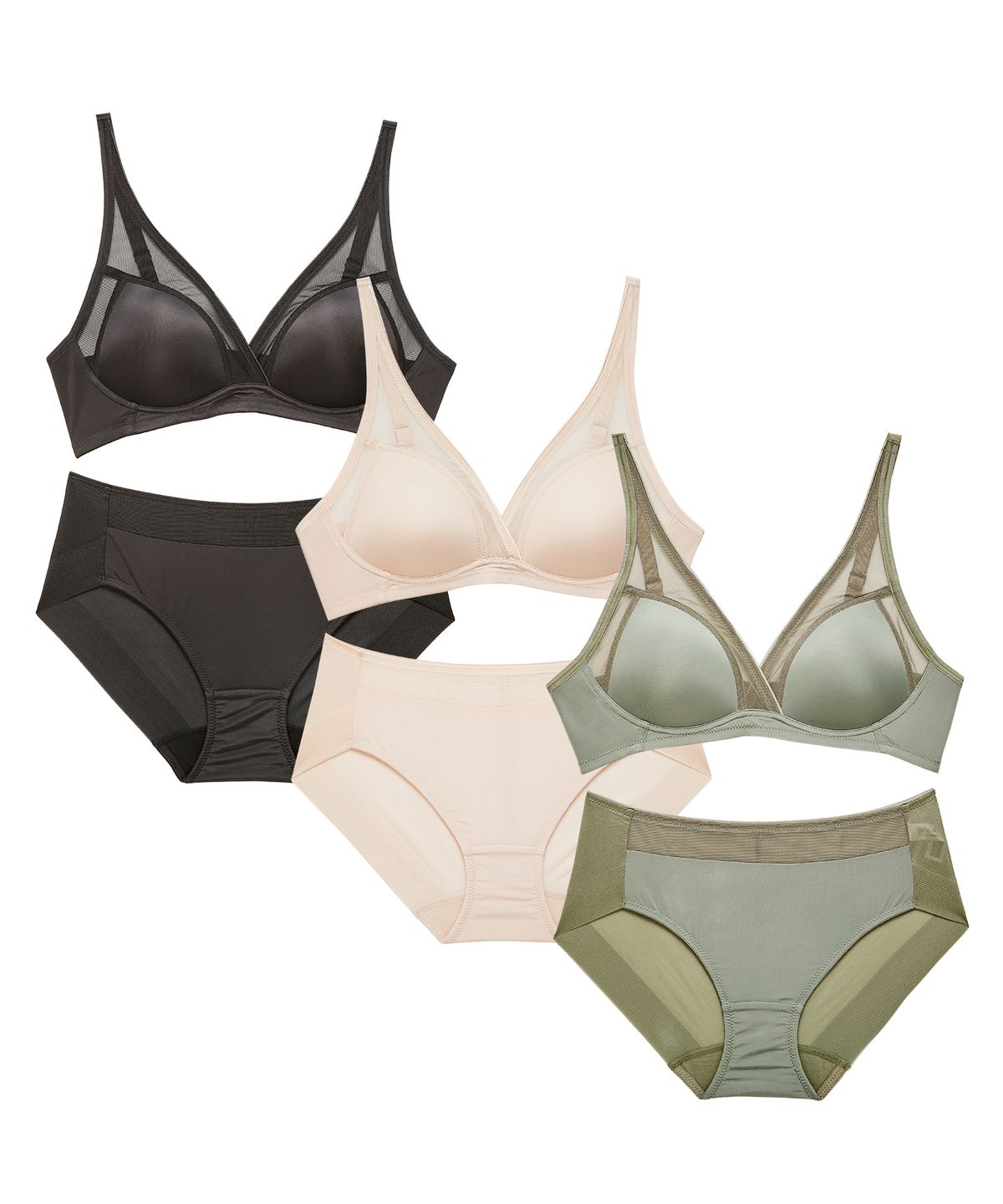 플레이텍스(PLAYTEX) [3PACK] 노와이어 18HOUR 브라팬티 세트