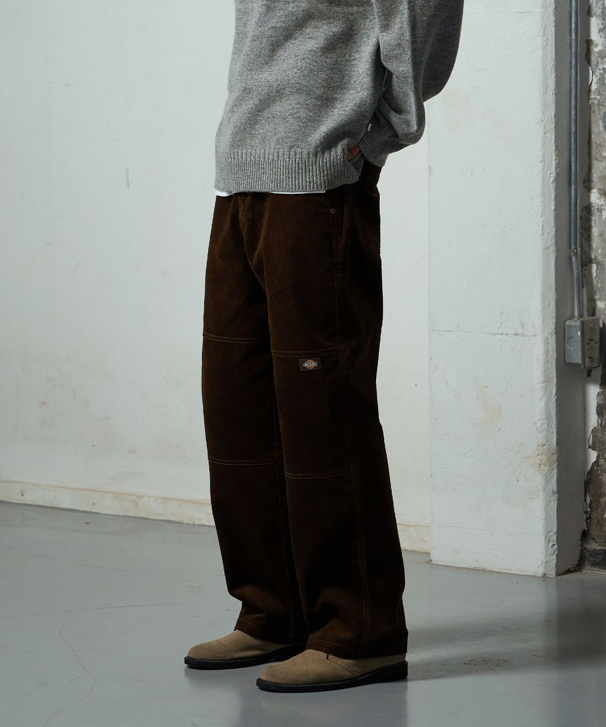 디키즈(DICKIES) 더블니 코듀로이 워크팬츠 Brown