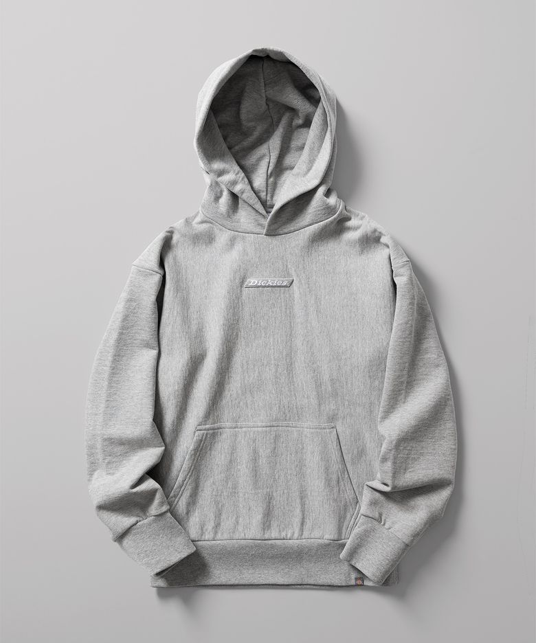 루즈핏 배너 로고 후드 Melange Gray